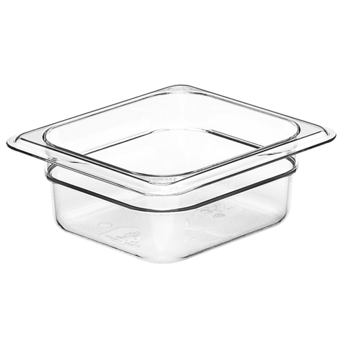 Camwear Food Pan, 1.1 qt. capacity, 2-1/2'' deep, 1/6 size, polycarbonate, clear, NSF