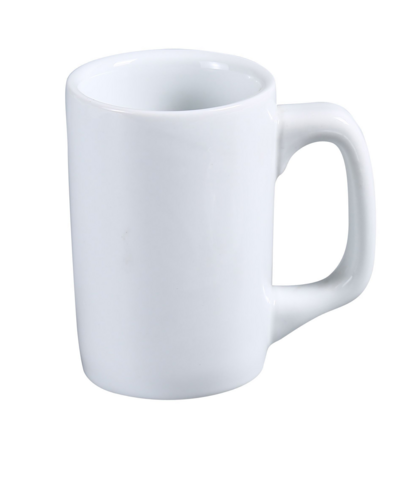 Abco Diner Mug, 12 oz., 3" dia. x 4-1/2"H, round, dishwasher, oven and microwave safe, porcelain, super white (sold by case)