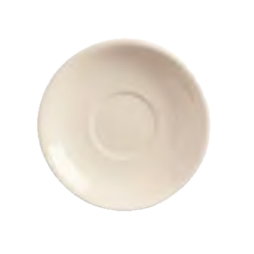 Saucer, 6'' dia., 2-1/8'' dia. well, round, rolled edge, stoneware, cream white, Princess White