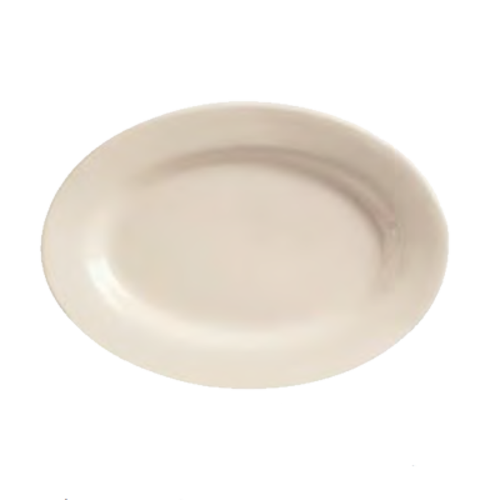 Platter, 12-1/2'' x 9'', oval, medium rim, rolled edge, stoneware, cream white, Princess White (H 1-