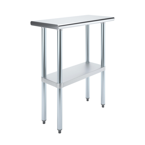 Worktable, 30"W x 14"D x 35"H, 18 gauge 430 stainless steel flat top shelf, 18 gauge galvanized undershelf and hat channel, galvanized le…