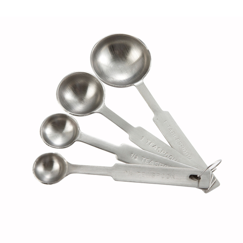 Picture of Winco MSPD-4X Deluxe Measuring Spoons 4-piece set includes: 1/4 teaspoon 1/2 teaspoon