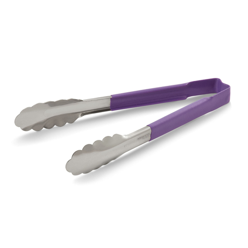 Utility Tongs, one-piece, equipped with all-natural antimicrobial, 6'' (24.1 cm), purple kool-Touch,
