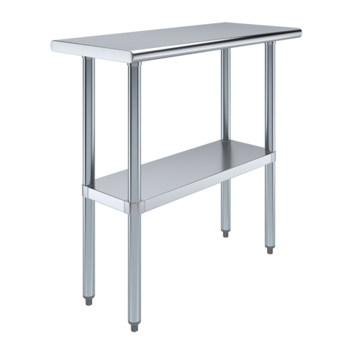 Worktable, 36"W x 16"D x 35"H, 18 gauge 430 stainless steel flat top shelf, 18 gauge galvanized undershelf and hat channel, galvanized le…