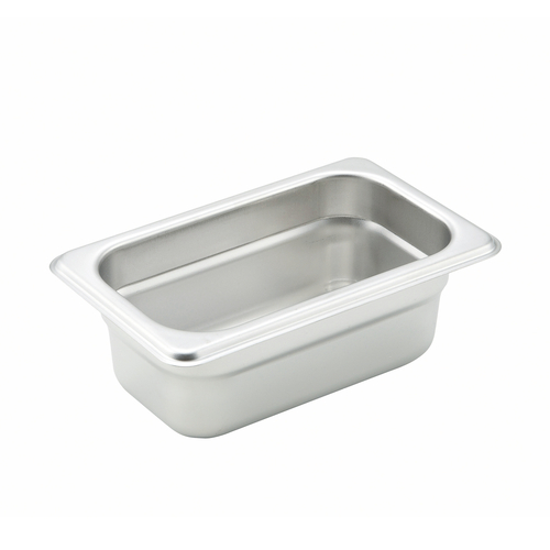 Steam Table Pan, 1/9 size, 6-3/4'' x 4-1/4'' x 2-1/2'' deep, 22 gauge heavy weight, anti-jamming, 18/8