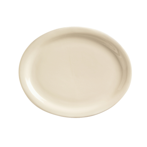 Platter, 13-1/4'' x 10-1/4'', oval, narrow rim, stoneware, cream white, Kingsmen White