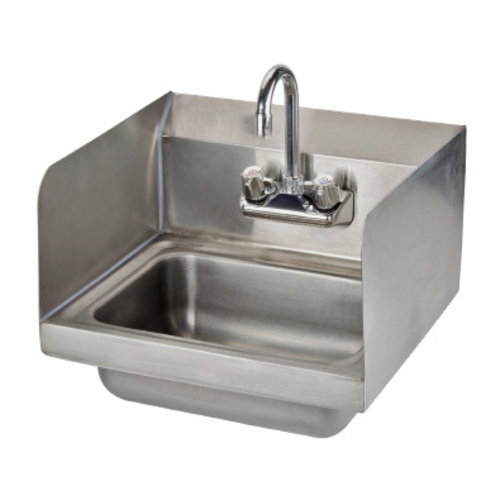 Hand Sink, wall mounted, 10'' x 14'' bowl, left & right side splashes, 20/304 stainless steel sides