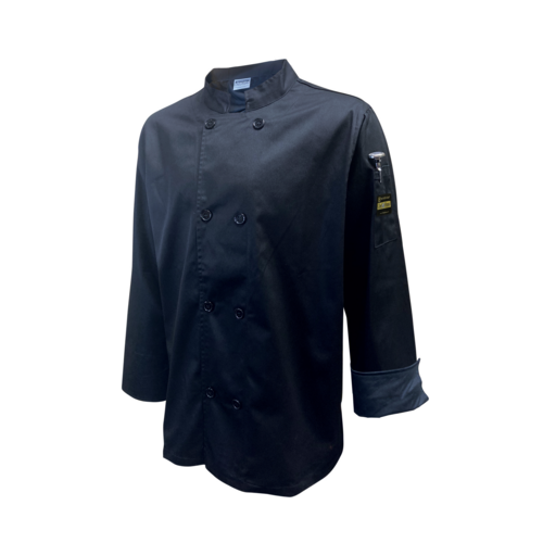 Chef Regalia Men's French Cuffs Chef Jac, tapered, long sleeve, 3x-large, 65/35 poly/cotton, black