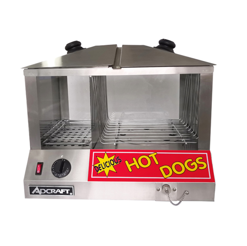 Hot Dog & Bun Steamer, 18"W x 14-1/4"D x 16"H, side by side, holds 100 hot dogs (6" x 11"D x 8"H) with separate bun compartment with humi…