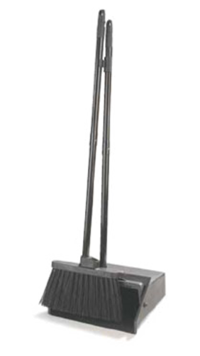Duo-Pan Lobby Dust Pan Combo, 30'' two-piece vinyl coated steel handle, broom handle clip, serrated e