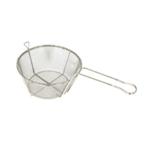 Picture of Fry Basket, 9-5/8" dia. x 4-15/16"H, round, 7-1/4" handle, 6 mesh, wire, nickel-plated (Qty Break = 1