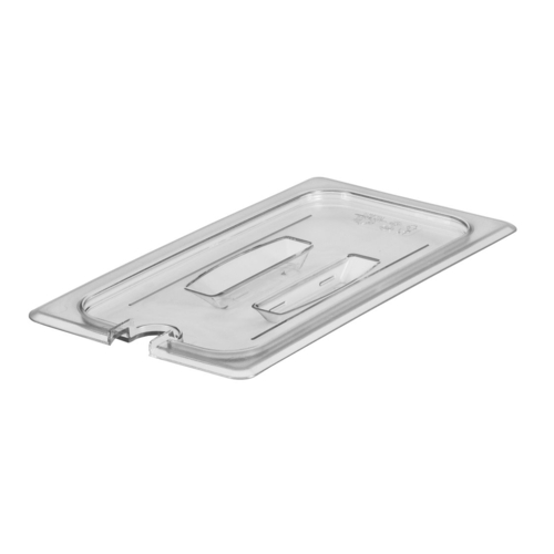 Camwear Food Pan Cover, 1/3 size, notched, with handle, polycarbonate, clear, NSF