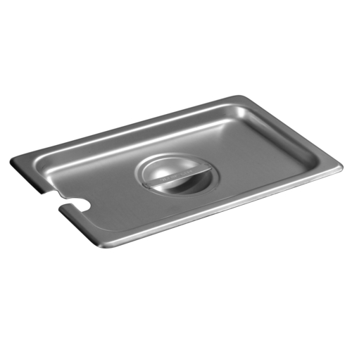 DuraPan Steam Table Pan Cover, 1/4 size, slotted, flat, lift-off, recessed handle, dishwasher safe,