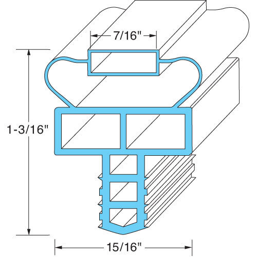 Drawer Gasket, 7-5/16" H x 29-7/8"W, 4-sided, magnetic, push-in, Randell