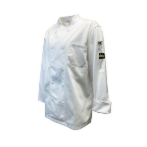 Chef Regalia Relaxed Fit, Long Sleeve, French Cuffs Chef Jackets. x-large, 65/35 poly/cotton, white