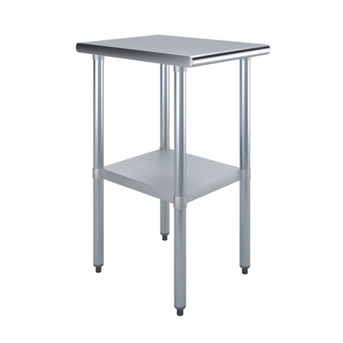 Worktable, 18"W x 24"D x 35"H, 18 gauge 430 stainless steel flat top shelf, 18 gauge galvanized undershelf and hat channel, galvanized le…