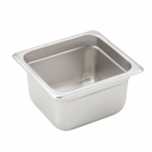 Steam Table Pan, 1/6 size, 6-7/8'' x 6-5/16'' x 4'' deep, 22 gauge heavy weight, anti-jamming, 18/8 sta