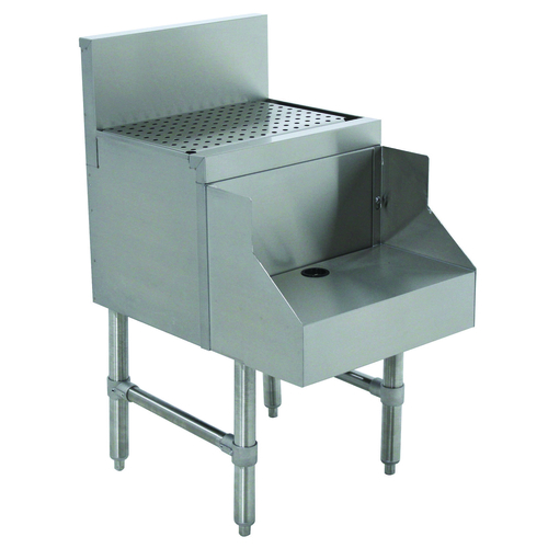 Prestige Blender Station, 12"W x 25"D x 36"H, 7" backsplash, removable perforated drainboard work top with 1" drain, recessed blender she…