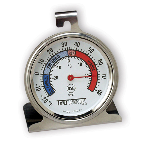 Refrigerator/Freezer Thermometer, 2-1/2'' dial, -20 to 80F (-30 to 30 C)