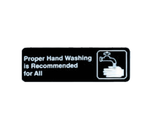 Picture of TableCraft Products 394550 Cash & Carry Sign 3" x 9" "Proper Hand Washing is Recommended for All"