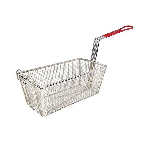 Fry Basket, 12-7/8''L x 6-5/8''W x 5-1/4''H, rectangular, one-piece, non-welded, 10-1/2'' red plasti