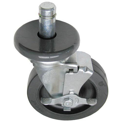 Super Erecta® Caster, 5", swivel with brake, stem, for use on 1" OD tubing, 250 lb. capacity, rubber wheel