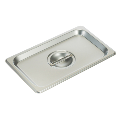 Steam Table Pan Cover, 1/4 size, solid, with handle, 18/8 stainless steel, NSF (Qty Break = 12 each)
