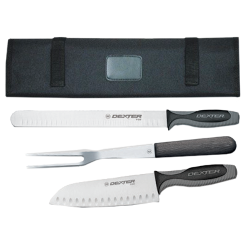 Picture of Dexter Russell VCC3 V-Lo® (29833) 3-piece Cutlery Set includes: 12" duo-edge roast slicer 13" cook's fork