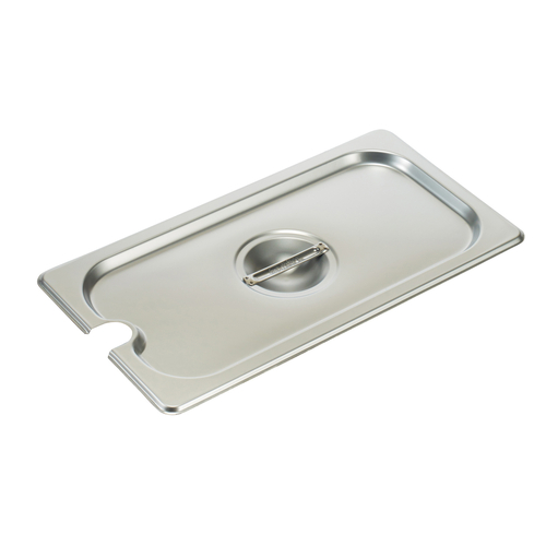 Steam Table Pan Cover, 1/3 size, slotted, with handle, 18/8 stainless steel, NSF (Qty Break = 12 eac