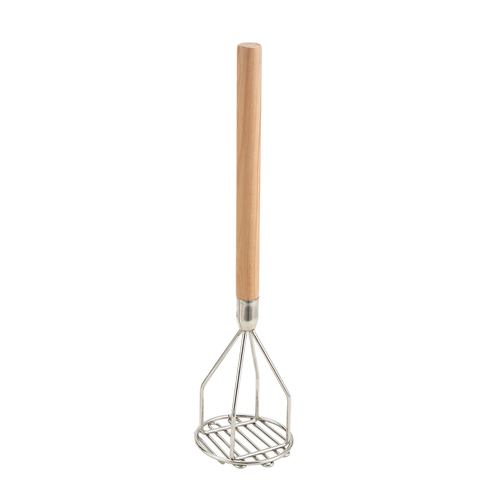 Picture of Potato Masher, 4" dia., round, 18" wood handle, nickel plated (Qty Break = 6 each)