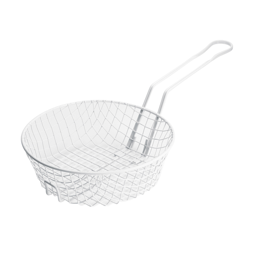Breading Basket, 10'' dia. x 3''H, coarse mesh, non-stick white plastic coating, steel wire (Qty Bre