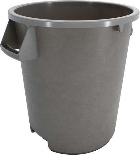 Bronco Waste Bin Trash Container, 10 gallon, 17-9/20''H x 15-3/5'' dia., round, stackable, double-rein