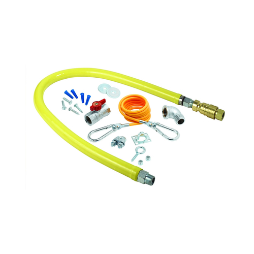 Picture of T&S HG-4D-48K Safe-T-Link Gas Connector Kit, 3/4" connection, 48" hose, stainless steel braiding