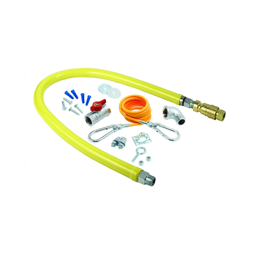 Gas Connector Kit, 3/4'' inside diameter, 48'' long, (1) quick disconnect, (1) 90 degree elbow, ball