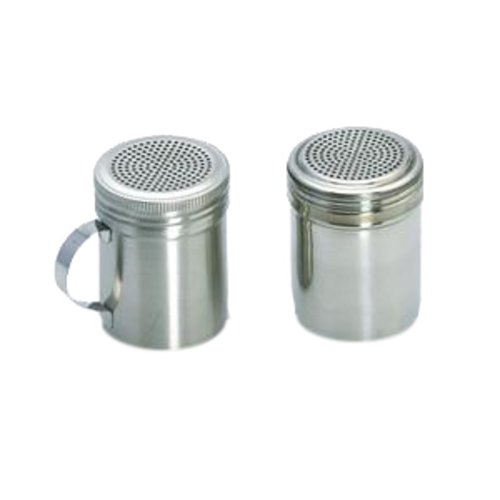 Shaker/Dredge, 10 oz., 3-1/2''H, universal holes, no handle., stainless steel