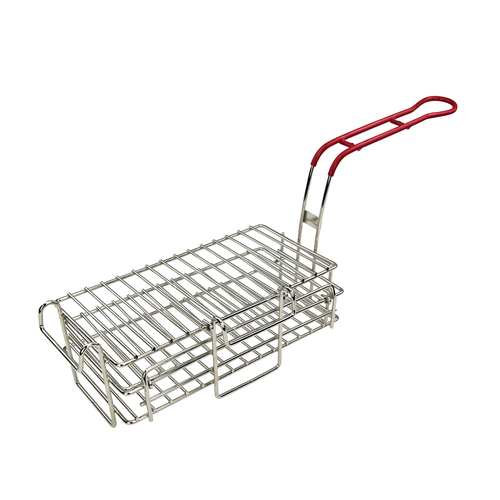 Picture of Winco FB-03 Chimichanga/Burrito Fry Basket 11-1/2"L x 6"W x 3-7/8"H (4-5/8"H with hook) front and side hooks