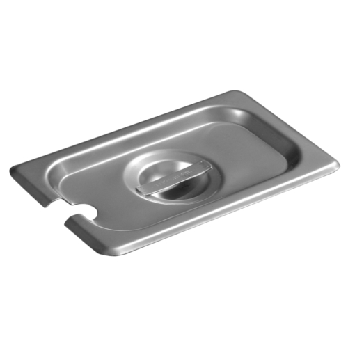DuraPan Steam Table Pan Cover, 1/9-size, slotted, flat, lift-off, recessed handle, dishwasher safe,
