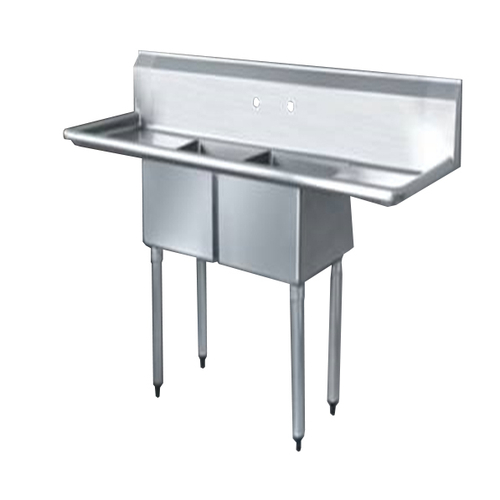 Sink 2 Comp  18 X 18 X 14 with 18''RLDB 304 Top Stainless Legs