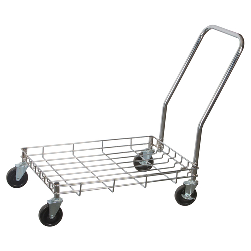 Picture of Winco DWR-2617 Dolly 400 lb. capacity, wire construction, 3-3/4" dia. casters (2) with brakes (2) without brakes 27"L x 18-1/4"W x 2-1/2"H