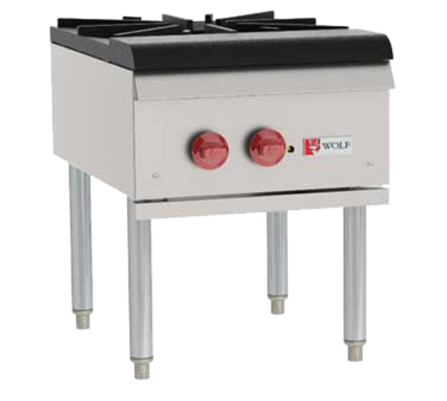 (Quick Ship) Stock Pot Range, 18” W x 24” D x 22-1/2” H, 110,000 BTU total with (1) cast iron two-ring burner, individual manual controls…