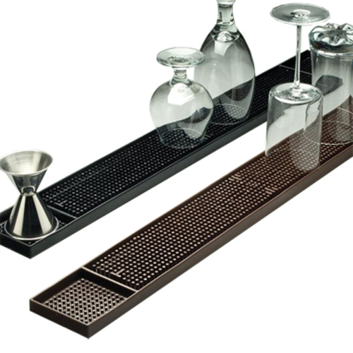 Bar Mat, 3-1/4'' x 27'' long, one piece, rubber construction, black