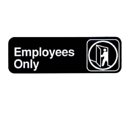 Employees Only Sign, 3'' x 9'', white on black