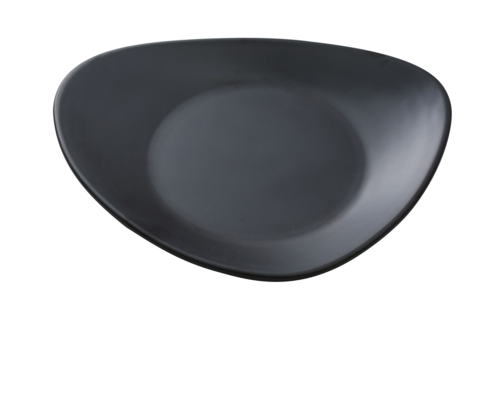 Moderne Plate, 8"L x 6-1/2"W, triangular, dishwasher safe, melamine, matte finish, black (sold by case)