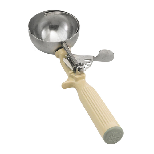 Disher, round bowl, size 10 (3-1/4 oz. capacity), 2-5/8'' bowl dia., 18-8 stainless with one-piece c