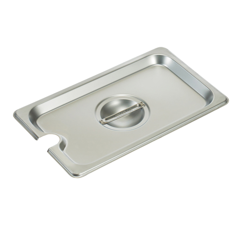 Steam Table Pan Cover, 1/4 size, slotted, with handle, 18/8 stainless steel, NSF (Qty Break = 12 eac