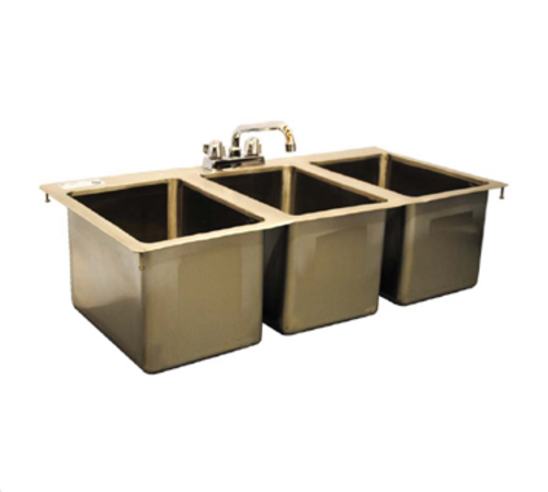Serv-Ware - Sinks - 36" Drop-in Sink - 36" W x 18" D x 10" H, 18/304 stainless steel bowls, 4" OC deck mounted faucet & 3-1/2" basket dra…