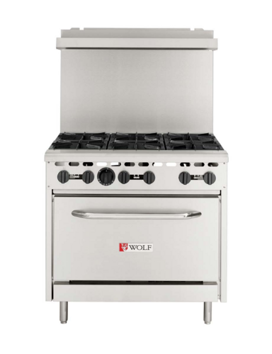 (Quick Ship) WX Series Restaurant Range, natural gas, 36", (6) 28,000 BTU burners with lift-off burner heads, standard oven, stainless st…
