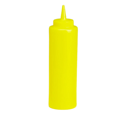 Squeeze Bottle, 12 oz., 38mm opening, mustard, cone tip, dishwasher safe, soft polyethylene PerfectF