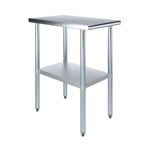 Worktable, 18"W x 30"D x 35"H, 18 gauge 430 stainless steel flat top shelf, 18 gauge galvanized undershelf and hat channel, galvanized le…