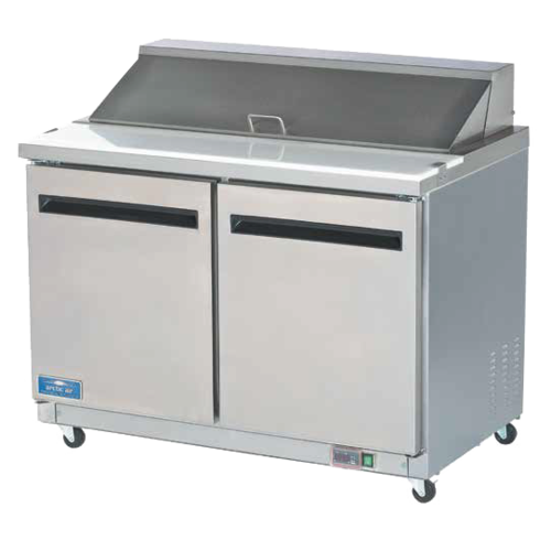 Mega Top Sandwich/Salad Prep Table, two-section, 48-1/4'' W, 12 cu. ft. capacity, self-contained rea